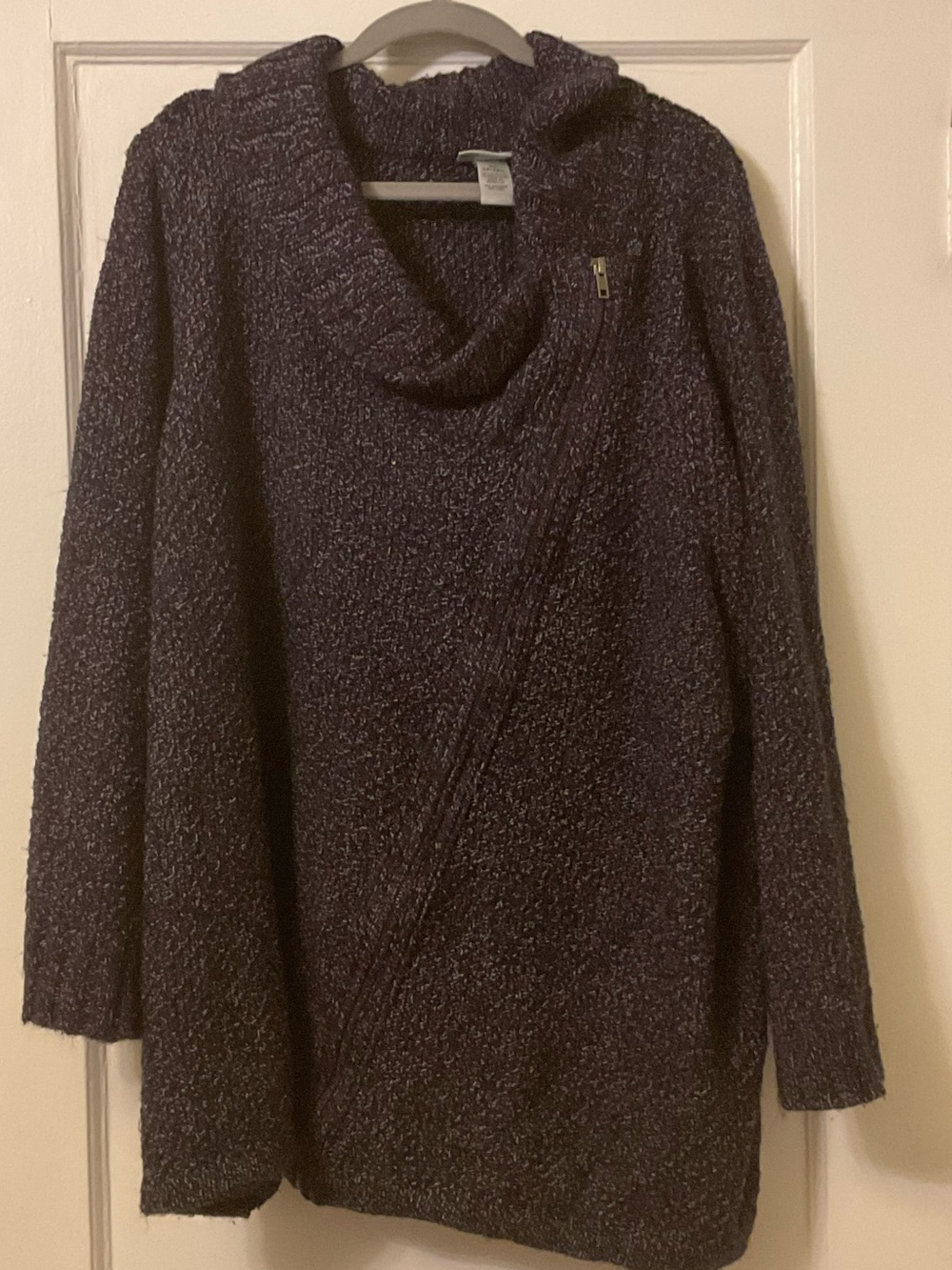 Cozy Cowl Neck Purple Bouclé Sweater